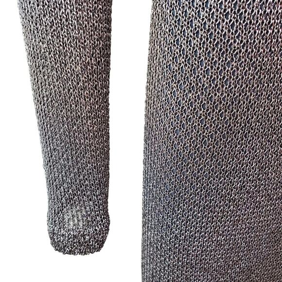 Silver Metallic Long Sleeve Dress With Open Back Size S - Picture 3 of 5